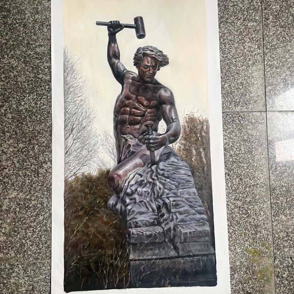 Muscle-Packed! The Hardcore Oil Painting - Picture 1 of 6